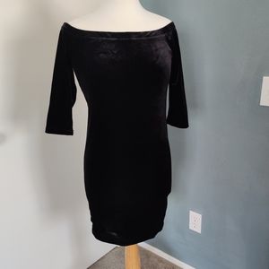 Black suede mini dress